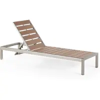 Beliani Gartenliege Braun Silber Kunstholz Aluminium Verstellbar Modern Terrasse Balkon
