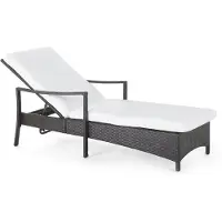 Beliani Gartenliege braun/weiß Rattan inkl. Auflage verstellbar