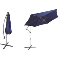 Linder Exclusiv GmbH Ampelschirm Alu Ø3m mit Kurbel ohne Krempe Sonnenschirm Gartenschirm, Farbe:blau