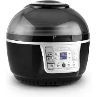 Klarstein VitAir Heißluftfritteuse Fritteuse, 1400 Watt, fett-frei Frittieren + Backen + Grillen + Rösten, Halogen-Infrarot-Heizelement, Automatik, Antihaft-Beschichtung, schwarz