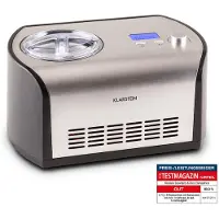 Klarstein Snowberry & Choc - Eismaschine, Speiseeismaschine, Eisbereiter, 135 Watt, 1,2 Liter Fassungsvermögen, Kühlhaltefunktion, Timer, Zubereitungszeit: 30-40 min, silber