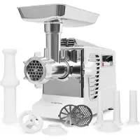 Klarstein Kraftprotz elektrischer Fleischwolf 700 W Kupfermotor Edelstahl Weiß