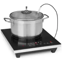 Klarstein Cook n Roll - Kochplatte Induktionskochfeld Einzelkochfeld, 2000W, Kochfeld: 26 cm Ø, 10 Temperaturstufen, 6 Garprogramme, SousVide-Funktion, HeatControl: inklusive Thermometer, schwarz