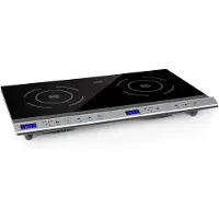Klarstein Cucinata mobile Kochplatte, Doppel-Induktionskochfeld, 3100W, Touch Control, Topfsensor, Abschalttimer, 10 Stufen, Überhitzungsschutz, Kindersicherung, Glaskeramik, silber