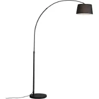 QAZQA Moderne Bogenlampe schwarz mit schwarzem Stoffschirm - Arc Basic