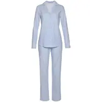 Vivance Pyjama mehrfarbig Gr. 32/34 für Damen. V-Ausschnitt und Allover-Druck, Zierschleife. Klassisch. Nachhaltig.