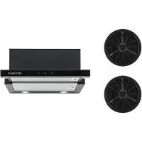 Klarstein Vinea Dunstabzugshaube - Flachschirm-Dunstabzugshaube, Unterbau-Dunstabzugshaube, Umluftset, 60 cm, 610m³/h, 3 Leistungsstufen, zuschaltbare Beleuchtung, Aktivkohlefilter, schwarz