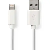 Nedis Lightning Kabel - USB 2.0 - Apple Lightning 8-Pin - USB-A Stecker - 480 Mbps - Vernickelt - 1.00 m - Rund - PVC - Weiss - Box