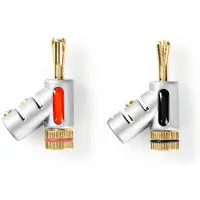 Nedis Bananestecker / Gerade / Stecker / Vergoldet / Schraube / Kabeleingangsdurchmesser: 7.4 mm / Zinklegierung / Silber / 2 Stück / Box