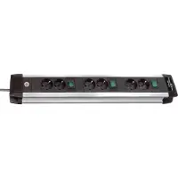 Brennenstuhl -Alu-Line Technik Steckdosenleiste 6-fach 3m H05VV-F 3G1,5 2-fach schaltbare Steckdosen, 1391000078