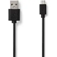 Nedis USB-Kabel - USB 2.0 - USB-A Stecker - USB Micro-B Stecker - 9 W - 480 Mbps - Vernickelt - 5.00 m - Rund - PVC - Schwarz - Umschlag