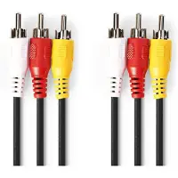 Nedis Composite-Videokabel - 3x Cinch-Stecker - 3x Cinch-Stecker - Vernickelt - 480p - 5.00 m - Rund - PVC - Schwarz - Umschlag