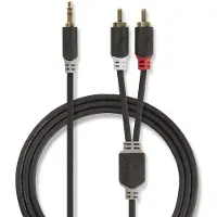 Nedis Stereo-Audiokabel | 3.5 mm Stecker | 2x RCA Stecker | Vergoldet | 5.00 m | rund | Anthrazit |