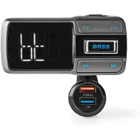 Nedis Kfz Audio FM Transmitter Schwanenhals freisprechend 2.0 " LED Bildschirm Bluetooth QC 3.0 /