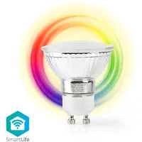 Nedis WIFILC10CRGU10, Intelligentes Leuchtmittel, WLAN, Chrom, LED, GU10, Warmweiß