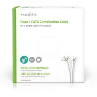 Nedis IEC (Koax) CAT6 Kombikabel auf Rolle - RG58 - 75 Ohm - 3-fach geschirmt - ECA - 50.0 m - Rund - Weiss - Kartonverpackung