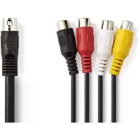Nedis DIN-Audio-Kabel DIN 5-Pin Stecker 4X RCA Buchse Vernickelt 0.20 m rund PVC Schwarz Umschlag 0.