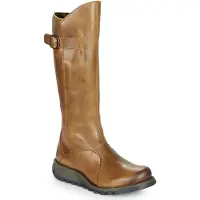 Fly london Damen MOL 2 Lederstiefel mit Keilabsatz und Reißverschluss, Kamelbraun