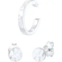 Elli Ohrringe 2Er Set Stecker Earcuff Rund Gehämmert 925 Silber Elli Silber