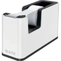 Leitz Klebefilmabroller WOW, ergonomisch, für Klebebandrollen mit B 19 mm x L 33 m, inkl. Klebeband, recycelbarer ABS-Kunststoff, weiß/schwarz