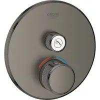 GROHE Grohtherm SmartControl Thermostat mit einem Absperrventil, Wandrosette rund, 29118AL0, Farbe: Hard graphite gebürstet