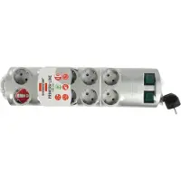 Brennenstuhl Primera-Line Steckdosenleiste 10-fach silber 2m H05VV-F 3G1,5 5-fach schaltbare Steckdosen, 1153390120