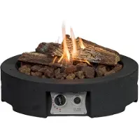 Happy Cocooning Feuertisch Tondo Piatto Gartenkamin mit Gas, Farbe:Schwarz
