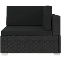 vidaXL Modular-Sofa-Eckteil 1 Stk. + Auflagen Poly Rattan Schwarz