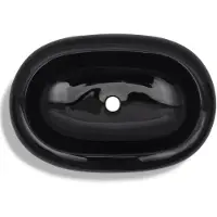 vidaXL Keramik Waschbecken schwarz oval