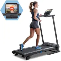 Capital Sports Pacemaker F60 Laufband - klappbare Treadmill mit 36cm breiter Laufbahn, selbstschmierend und leise, 10 km/h, Kalorienzähler, Pulssensor, Bluetooth App, schwarz