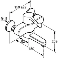 Kludi MEDI CARE Einhebelmischer Wandarmatur, chrom, Ausladung 180 mm, schwenkbar oder arretierbar, Keramik-Kartusche mit Heißwasserbegrenzung, Durchfluss 7,6 l/min