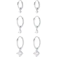 Elli Ohrringe 3Er Set Trio Creolen Einhänger Zirkonia 925 Silber Elli Silber