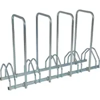 Mottez Bügelparker B131AR, 2-seitig, für Reifen mit B 35-55 mm, mit Diebstahlsicherung, 4 Bügel, für bis zu 5 Fahrräder, B 1320 x T 330 x H 830 mm, Stahlrohr, silber