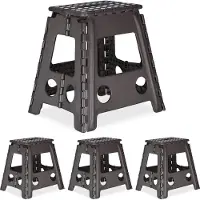Relaxdays 4 x Klapphocker faltbar XL dunkelgrau Anthrazit,Weiß
