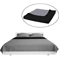 vidaXL Zweiseitige Tagesdecke Gesteppt Schwarz/Grau 230x260 cm