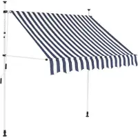 vidaXL Einziehbare Markise Handbetrieben 200 cm Blau/Weiß Gestreift