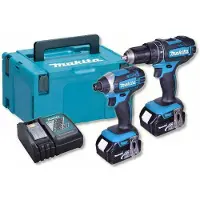 Makita DLX2131TJ, Kabelloser Schlagbohrschrauber, Schwarz, Türkis, 62 Nm, 600 RPM, 28500 RPM, 3,8 cm