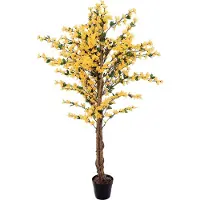Europalms Forsythienbaum mit 3 Stämmen, Kunstpflanze, gelb, 150cm