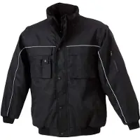 James & nicholson Unisex Workwear Jacke mit abnehmbaren Ärmeln Bundjacke JN810 black/black M