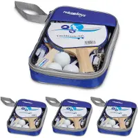 Relaxdays 4 x Tischtennis-Set 2 Sterne Weiß,Blau,Hellbraun