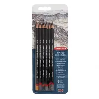 Derwent Crayons - - Teintées Charbon - Set von 6 - Schwarz - Unisex