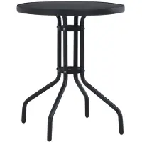 vidaXL Gartentisch Schwarz 80 cm Stahl und Glas
