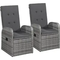 vidaXL Garten-Liegestühle 2 Stk. mit Auflagen Poly Rattan Grau