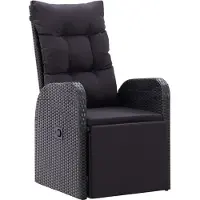 vidaXL Garten-Liegestuhl mit Auflage Poly Rattan Schwarz