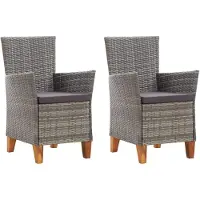 vidaXL Gartenstühle 2 Stk. mit Auflagen Poly Rattan Grau