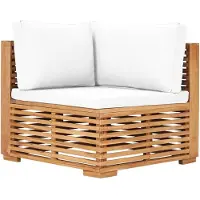 vidaXL Garten-Ecksofa mit Cremeweißer Auflage Massivholz Teak