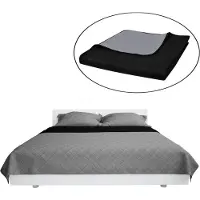 vidaXL Zweiseitige Tagesdecke Gesteppt Schwarz/Grau 220x240 cm
