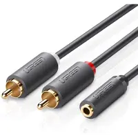 UGREEN 10561, 3.5mm, Weiblich, 2 x RCA, Männlich, 0,2 m, Schwarz