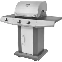 vidaXL Gasgrill mit Brenner Mit Rad Silber Stahl mit Metallschlauch