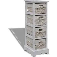 vidaXL Korbregal Holz mit 4 Körben Weiß